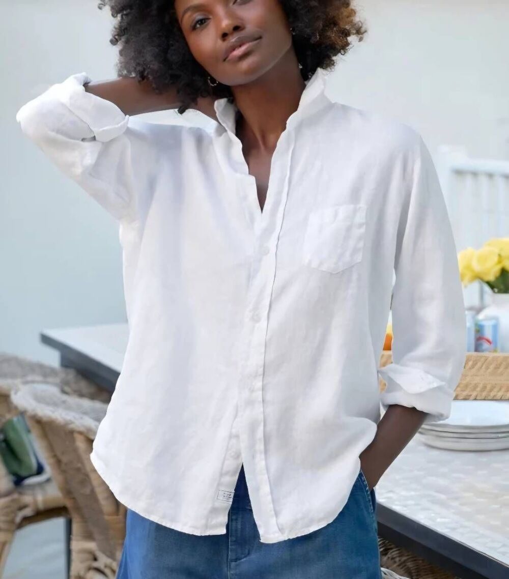 FRANK AND EILEEN - EILEEN RELAXED BUTTON UP IN WASHED LINEN WHITE sz XL